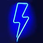 Lightning Neon Signs, LED Neon Wall Decor Light, USB Shaped Neon Light Decorative Lights, Battery Powered Lighting, Room Decor for Bedroom, Living Room, Kids Room (Blue)