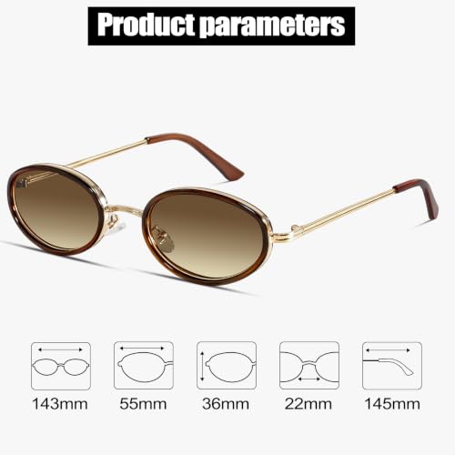Image of boten Retro Oval Sunglasses for Women 90s Small Gold Frame Sun Glasses Lightweight Cute Chic Sunnies