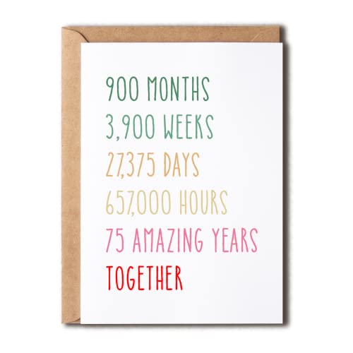75Th Anniversary Card - Funny 75 Years Wedding Anniversary Card - Funny Wedding Anniversary Card - 75Th Anniversary Card For Him Her 5x7''