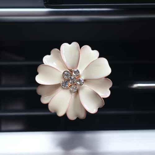 Image of 6PCS Car Accessories for Women, Flower Car Air Vent Clips Air Conditioner Outlet Decoration Car Interior Decor Charm, White Daisy Flower