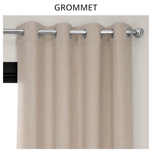 Image of HPD Half Price Drapes - Grommet Faux Linen Curtains for Living Room (1 Panel) - 50W X 108L - Textured Room Darkening Curtains for Bedroom 108 Inches Long - Drapes for Home Decor, Thatched Tan
