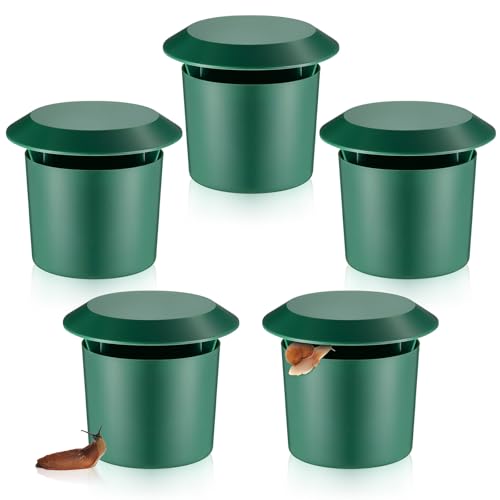 Qualirey 5 Pcs Beer Slug Snail Traps 3.86 x 4.41 Inch Plastic Snail Trapper Reusable Snails Catcher Slug House for Garden Farm
