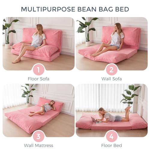 Image of MAXYOYO Folding Sofa Bed, Convertible Chair Couch, Floor Bean Bag Sofa