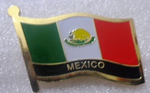 Metal Brass Alloy Lapel Pin Country National Flag Logo Soft Enamel Emblem Badge Button Safety butterfly clutch (Mexico)