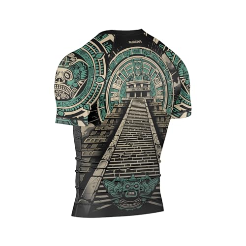 Aztec Men's Short Sleeve Rash Guard – MMA BJJ Jiu Jitsu Grappling Workout Performance Baselayer4