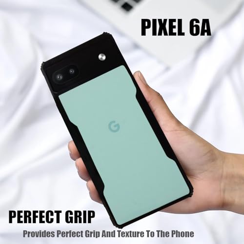 Image of AIBEX Crystal Clear Back Cover Case for Google Pixel 6A | 360 Degree Protection | Shock Proof Design | Transparent Back Cover Case (PC & TPU, Black Bumper)
