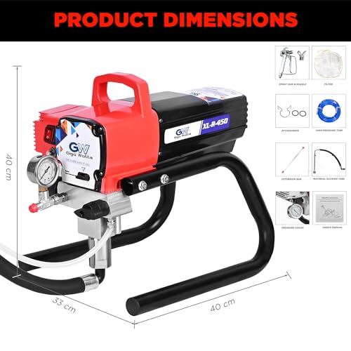 Image of Gigawatts XL-R-450 (XLNT) Airless Paint Sprayer with Powerful 1000W Motor 2.2L /min Flow Rate Max Pressure 22.7MPa /3300PSI 15m High-Pressure Hose for House Interior Exterior Wall Furniture
