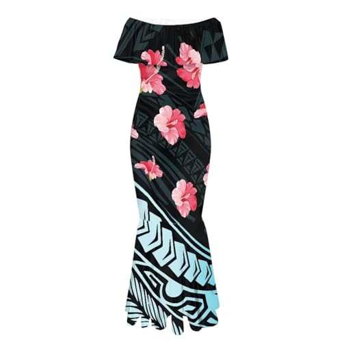 Image of Polynesian for Women S-7XL Off Shoulder Maxi Dress Hawaiian Summer Dresses