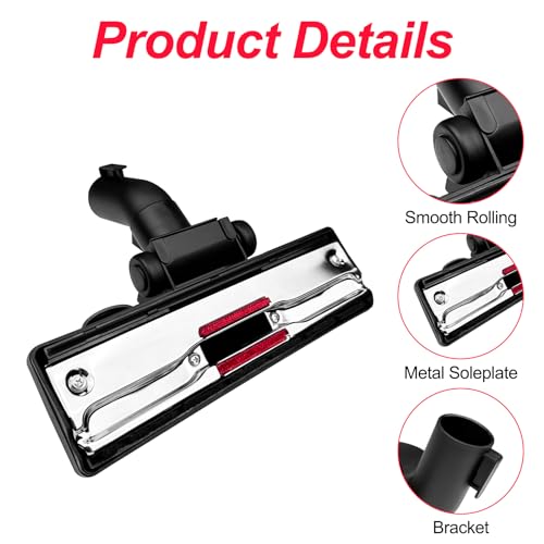 WinGluge Staubsauger Bürste Universal 32/35mm, Umschaltbar Staubsaugerdüse für Teppich und Hartboden, Staubsaugerbürste mit 2 Rollen, Bodendüse mit Bürste und Anschluss-Adapter, Staubsauger kopf