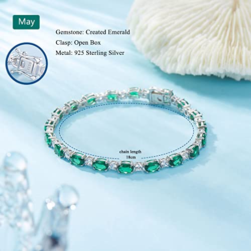 Leva Jewkis May Birthstone Bracelets For Women Sterling Silver Tennis Bracelets With Created Emerald Green Dainty Charm Jewelry Anniversary Birthday Christmas Gifts For Women 7 Inches #TOP4