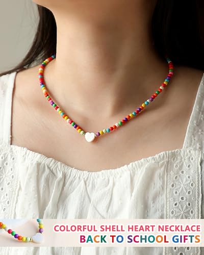 Back to School Gifts Colorful Cute Shell Heart Shape Adjustable Necklace2
