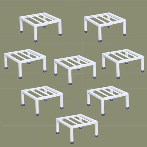 Image of Premium Strong Flower Pot / Gamla Square Stand For indoor and Outdoor Plants | Square Shape Thick and Strong Leg For Garden, Balcony, White - Set of 8