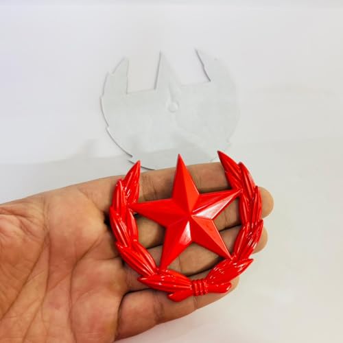 Image of Emblems for Car & Bike Metal Lo.go and Grill Me.tal Lo.go, Auto Accessories for Car Emblem 3D Badge Auto Racing Sport Sticker Grand Tourer Decal. Red New Cut Star Sticker.