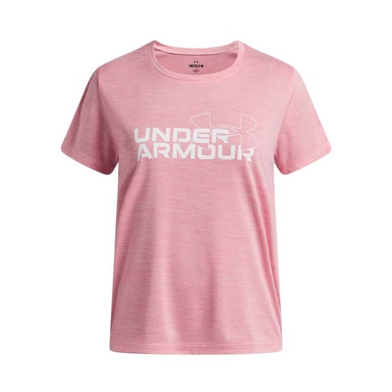 T-shirt Under Armour UA Tech Twist WDMK pour fille rose aigre-doux et blanc taille YMD