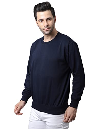 Image of BZR-Men's Fleece Round Neck Regular Sweatshirt (Sw Rrn Black 01-L Black L)(1903)