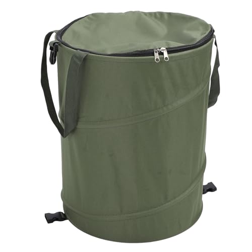 Camping Waste Bin Folding Trash Can,27.8L Oxford Cloth Portable Waste Bag,Reusable Up Garden Bin,Large Capacity Outdoor Trash Bin Yard Waste Bags for Camping Garden Hiking (Brown)