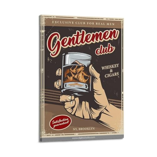 Club gentlemen poster vintage toile 40x60 pour mur vide salon