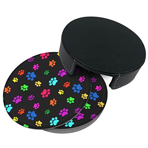 6pcscolorfuldogcatpawprintleathercoastersfordrinkswithholdercoastersetsdrinktablecupcoastersforlivingroomkitchencoffeedecor  Urban Country Home Decor 6 pcs colorful dog cat paw print leather coasters for drinks with holder coaster sets drink table cup coasters for living room kitchen coffee decor  urban country home decor