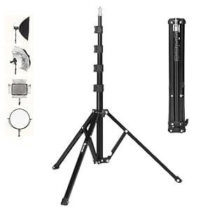 TARION Studio Light Stand 6.2 Feet Photographic Lighting Tripod Stand Foldable Photo Stand Boom Aluminum Professional Lighting Stand for Photography Reflector Umbrella Softbox Ring Light Background