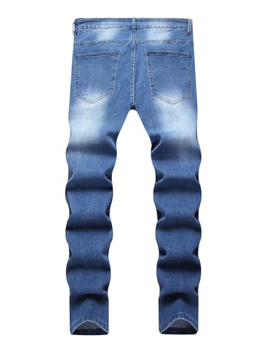 Verdusa Men's Ripped Distressed Jeans Straight Leg Slim Fitted Casual Denim Pants2