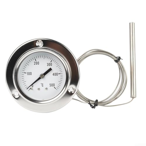 Feeshoppher Thermomètre de four avec sonde en acier inoxydable de 0 à 500 °C - Lecture facile - Pour surveiller la température dans les chaudières, les fours grille-pain, les barbecues et les poêles à