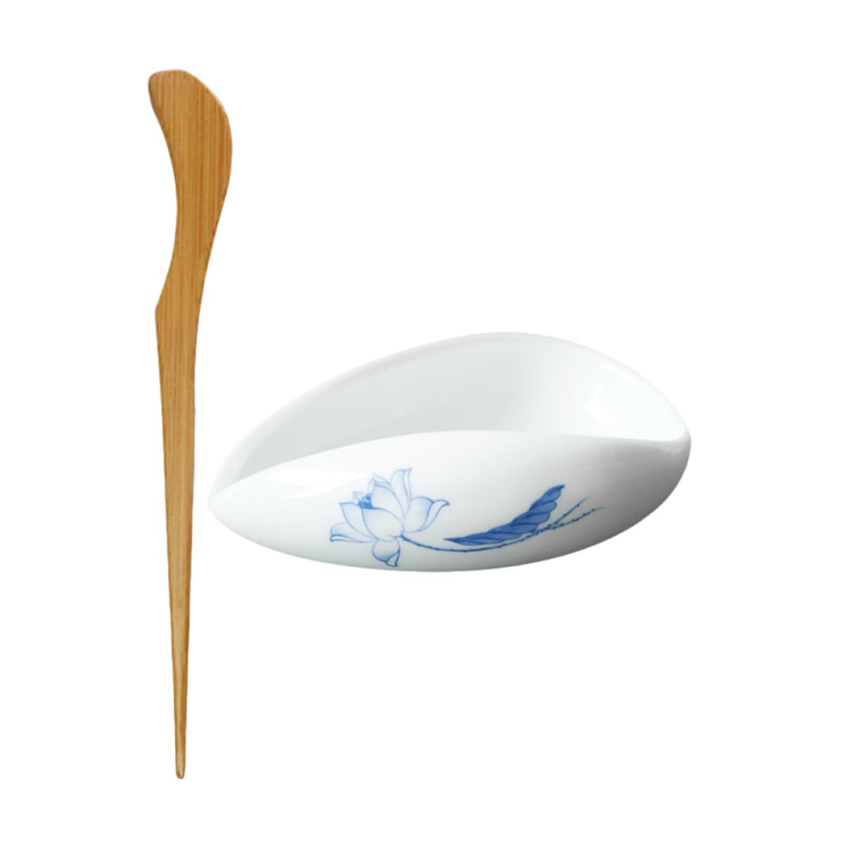 FUNOMOCYA Ceramic Tea Vessel with Spoon Elegant Coffee Bean Dosing Cup for Tea Leaves Decorative Holder Tray Versatile Accessory for Tea Enthusiasts and Home Decor