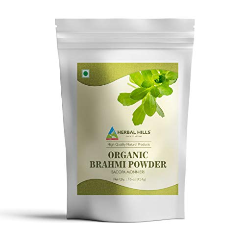 Herbal Hills Organic Brahmi Powder (Bacopa Monnieri) - USDA Certified Organic - 454 gm (16 oz) - Herb for Memory & Focus & Hair