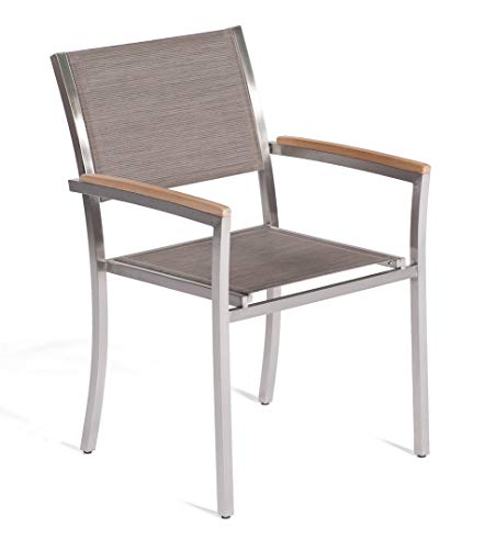 Preisvergleich Produktbild Sonnenpartner Stapelsessel Galaxy Edelstahl / Teakarmlehnen Textilgewebe taupe