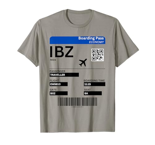 Tarjeta de embarque Ibiza IBZ billete de avión Ibiza Camiseta