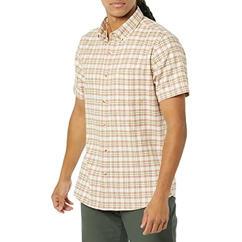 Goodthreads Men's Slim-fit Long-Sleeved Stretch Oxford Shirt with Pocket, Eggshell White, Plaid, XXL Cover