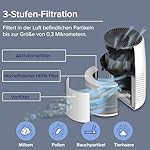 Levoit Luftreiniger Allergiker mit Aromatherapie, HEPA Luftfilter gegen Schimmel, Staub und Tierhaare bis zu 0,3 µm für Schlafzimmer, 7 Watt Energiesparend, 3 Geschwindigkeiten, 25dB, Weiß – Bild 5