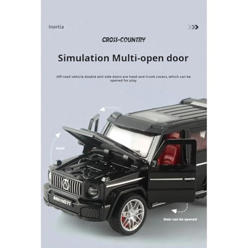 Image of PLUSPOINT G-Wagon Friction Powered Car Toys Realistic with Lights and Sound for Kids with Doors Opeanable Smooth Push and Go 1:32 Scale Pretend Play Toy Car Great Gift for Children Boys