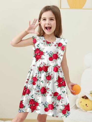 RAISEVERN Toddler Girls Dress Summer Ruffle Sleeve Dresses Sleeveless Tie Back Sundress for Kids 2-6T3