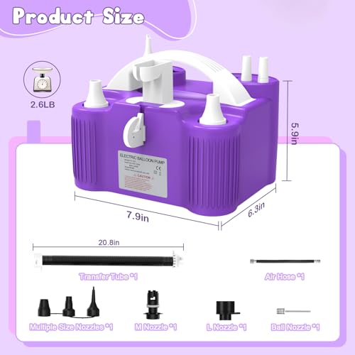 Image of ID IDAODAN 4-in-1 Electric Balloon Pump with Triple Nozzles, Dual Motor Balloon Inflator & Deflator for Latex, Foil & 260Q Balloons