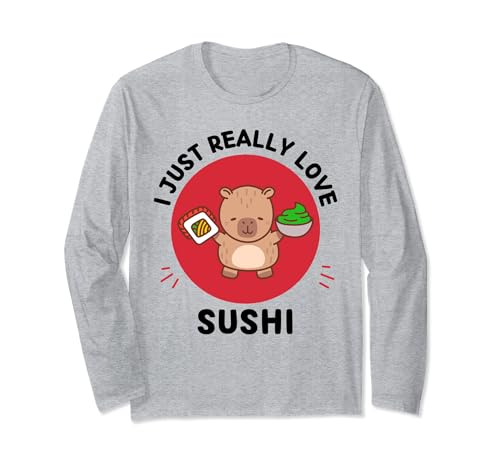 Kawaii Capybara Adoro davvero il sushi Maglia a Manica