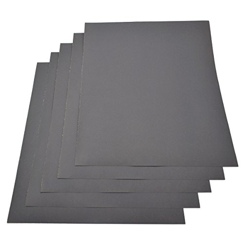 Lot de 5 Feuilles de papier imperméable, grain 1200 de 230 x 280 mm en carbure de silicium