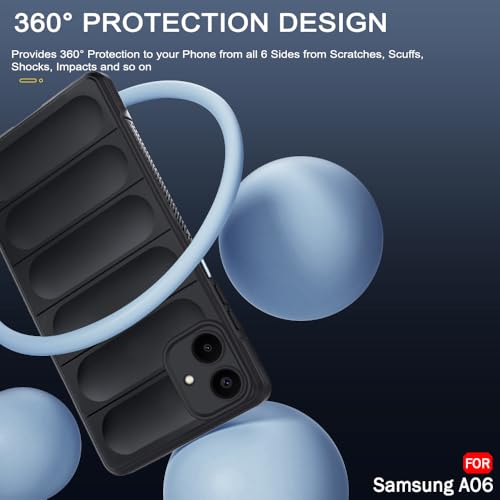 Image of TheGiftKart Liquid Silicon Back Cover Case for Samsung Galaxy A06 | ShockProof Military Grade Protection | Micro-Fibre Cloth On Inner Side | Anti-Slip Grip Back Cover Case for Samsung A06 (TPU, Black)