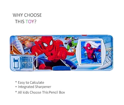 Image of Plastic Calculator Pencil Box Combo Super Hero And Angel Multipurpose Pencil Case For Boys & Girls (Set Of 2) Pencil Box Boys Girls