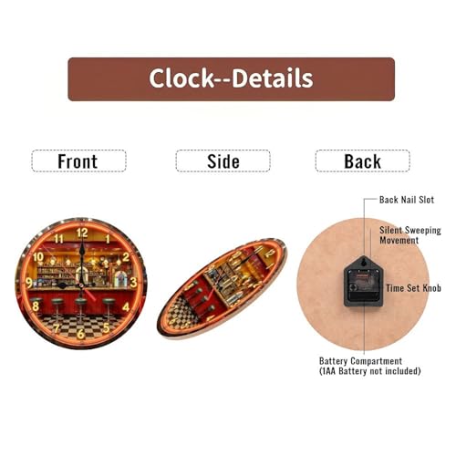Reloj de Pared Retro Diner Neon 10 Pulgadas Silencioso miniatura 7