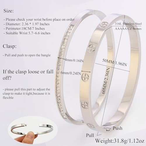 Gold Bangle Bracelets for Women - 2PCS 18 K Gold Plated Stainless Steel Love Bangle Friendship Stack Bracelet Bangle for Her.2