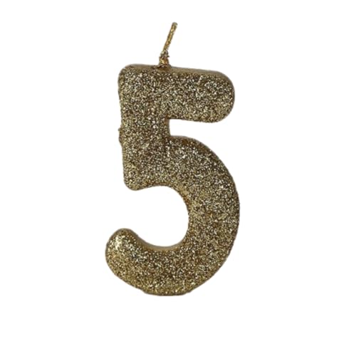 Image of Wanna Party Number 5 Glitter Gold Candle for Birthday Decoration Items /Cake Toppers /Cake Decorations