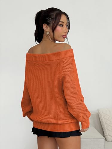 Image of ZAFUL Sweaters for Women Off Shoulder Knit Sweater with Long Sleeve Loose Pullover Jumper Tops
