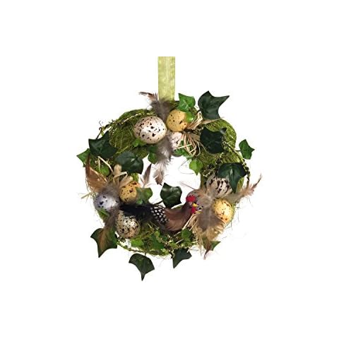 HEITMANN DECO 65059 Sisal Wreath with Spring Chicken Made of Feathers and Eggs Cover