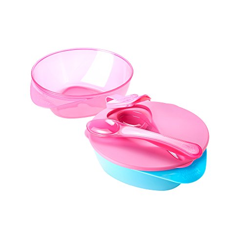 Tommee Tippee Easy Scoop Feeding Bowls with Lid and Spoon, 7+ Months, 2 Count (Colors May Vary)
