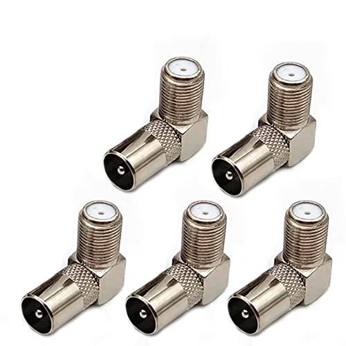 SANKUAI 5pcs 90 degrés Droite Connecteur de câble TV à Angle Droit Coaxial F Femelle à TV fiche Femelle à Femelle connecteur de Prise Femelle