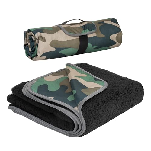 Image of Tirrinia Large Waterproof Outdoor Blanket, Soft Warm Windproof Stadium Blanket with Sherpa Fleece and Foldable for Outdoor Sport, Baseball, Football, Beach, Concerts, Car