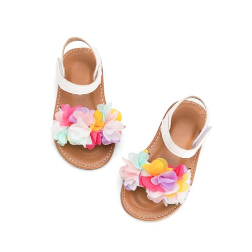 Toddler Girls Sandals Open Toe Summer Flats Flower Girl Dress Shoes for Baby Little Kids
