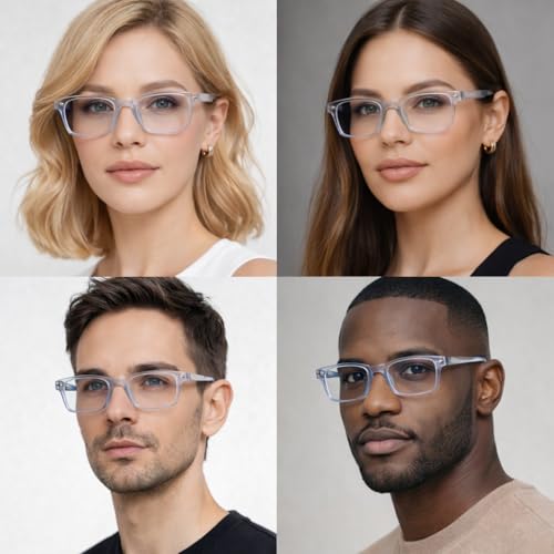 Image of Dervin Blue Light Blocking Glasses Gaming Filter Transparent Square Eyeglasses for Eye Protection Men Women, Computer /Tablet /Laptop /Mobile /TV, Anti-blue & Anti eyestrain