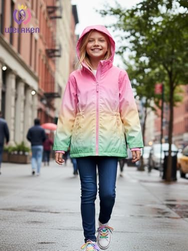 Image of WELAKEN Fleece lined Jackets with Water-Resistance Frabic for Kid's & Toddler II Girl's Rain Jacket & coats