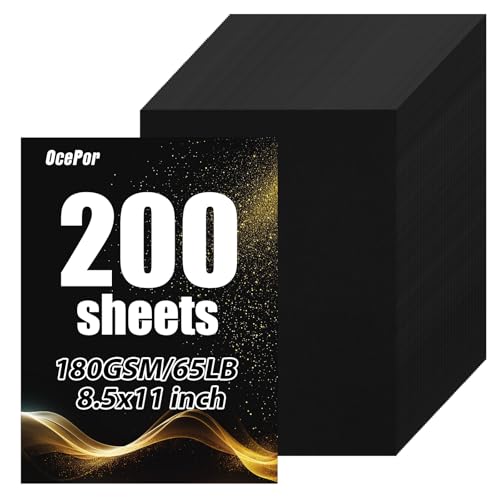 OcePor 8.5 x 11 200 Sheets Black Cardstock 65lb/180gsm Black Card Stock Thick Card Stock Paper Heavy Cardstock Paper for Printer Resume Scrapbooks Art Crafts Business Cards